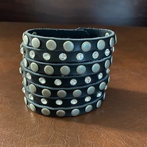 Genuine Leather Studded and Sequence Cuff, Stunning and Versatile